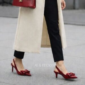 Worthington Wor Michael Red Patent Slingback Bow Heels 6 NWT No Box